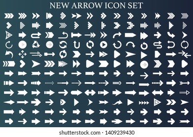 Isolated white arrow vector icons set. Arrows icon collection for web, mobile app. Arrow vector download icon set. Arrows vector curve flat collection. Application digital button illustration 