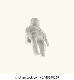 Isolated White Astronaut on Light Background. Low Poly Vector 3D Rendering
