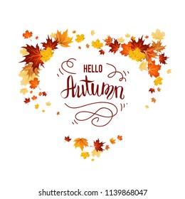 Isolated White with autumn leaves