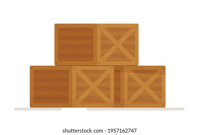 Isolated white background. a type of container of rectangular shape, made from a bar of wood, plywood or chipboard cut into strips of a certain width. Vector illustration.