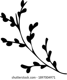 Rama de flor de icono de vectores blanco y negro aislado