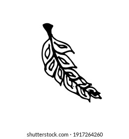 Isolated white and black vector icon flower leafs for botanic, floral, hand drawning on the white background