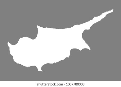 Isolated white blank Cyprus map on grey background. Flat vector illustration.