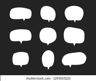 isolated white Blank empty white bubbles speech doodle set. Vector illustration.