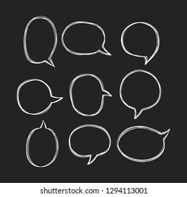 isolated white Blank empty white bubbles speech doodle set. Vector illustration.