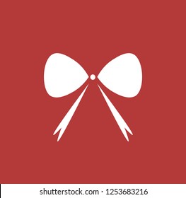 Isolated White Bow Tie on Red Background. Vector Illustration.