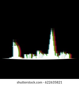 Isolated white cityscape of Dubai, Vector illustration