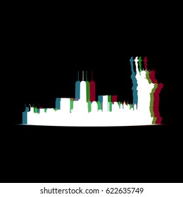 Isolated white cityscape of New York, Vector illustration