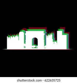 Isolated white cityscape of Paris, Vector illustration