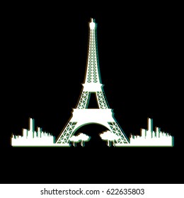 Isolated white cityscape of Paris, Vector illustration