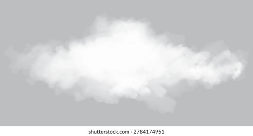 Isolated White Cloud on Gray Background — Soft Fog, Mist and Vapor Texture for Design