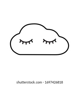 Isolated white clouds with eyelashes, icon