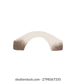 Isolated white curved stone arch with rough texture