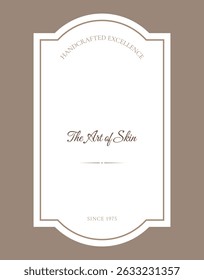 Isolated white elegant Label in minimalistic style with text. Good for cosmetics, perfumery, beauty and spa goods, home and decor items, wellness products