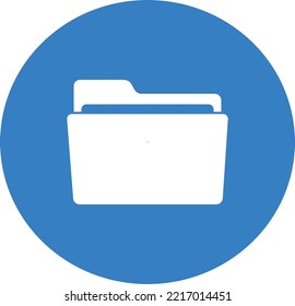 Isolated white folder icon on blue background.
