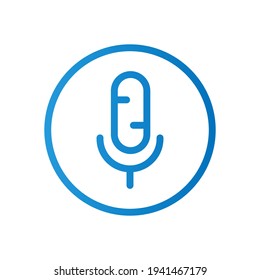 Isolated in white. Gradient icon. Microphone icon