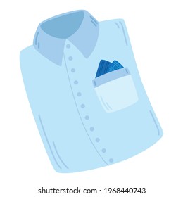Isolated white hipster shirt with a blue napkin