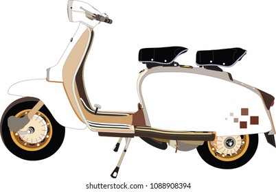 isolated white and khaki vintage scooter design on white background. Created without reference image