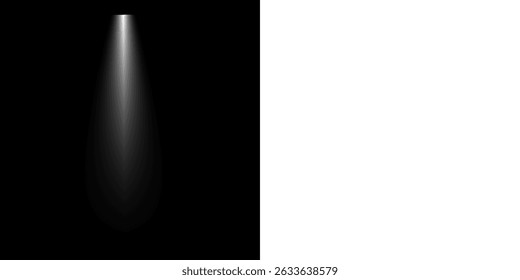 Isolated White Light Ray PNG from Top Left Corner with Smooth Gradient and Transparent Shadow on Dark Background for Drama or Photography