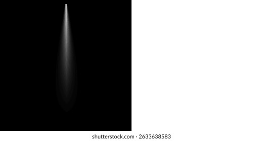 Isolated White Light Ray PNG from Top Left Corner with Smooth Gradient and Transparent Shadow on Dark Background for Drama or Photography