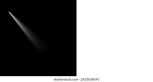 Isolated White Light Ray PNG from Top Left Corner with Smooth Gradient and Transparent Shadow on Dark Background for Drama or Photography