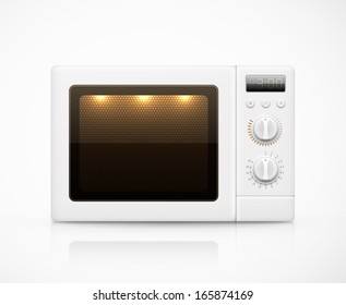 Isolated white microwave. Illustration contains transparency and blending effects, eps 10