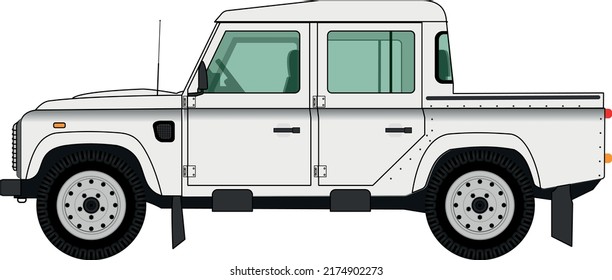 Isolated White Off Road Car Vector Illustration