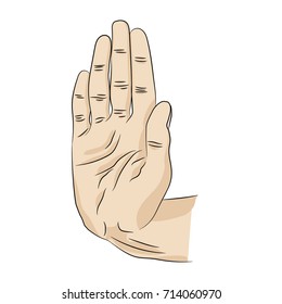 Isolated white palm of the hand that shows sign stop or greetings.
