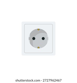Isolated white plastic electrical power outlet and socket connector with a plug for home energy supply technology