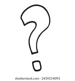 Isolated white question mark symbol on white background for learning, guidance, tip, question, QA, answer, advice, instruction, information concept. Vector illustration.