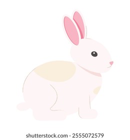 Isolated white rabbit. Easter bunny illustration in flat style