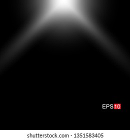isolated white Rays with lens flare, Sun flare, flare on the black background. Transparent Vector Illustration