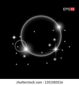 isolated white Rays with lens flare, Sun flare, flare on the black background. Transparent Vector Illustration