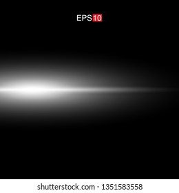 isolated white Rays with lens flare, Sun flare, flare on the black background. Transparent Vector Illustration