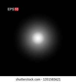 isolated white Rays with lens flare, Sun flare, flare on the black background. Transparent Vector Illustration