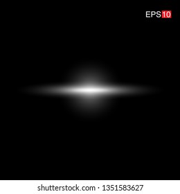 isolated white Rays with lens flare, Sun flare, flare on the black background. Transparent Vector Illustration