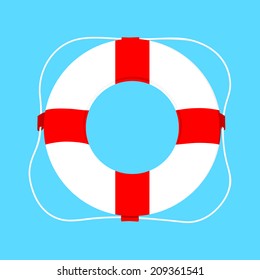 isolated white and red buoy on blue background