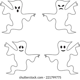 Isolated White Scary Ghost on White Background