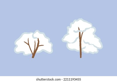 Árbol de invierno simple y abstracto aislado de blanco en ilustración vectorial plana