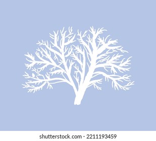 Einzeln weißer abstrakter Winterbaum auf flacher Vektorgrafik