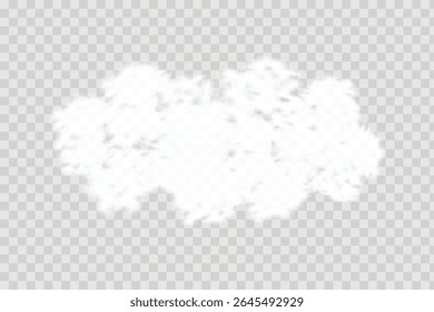 Isolated White Smoke Cloud Effect on Transparent Background for Digital Compositing, PNG Cut-out