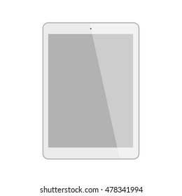 Isolated white tablet. Shiny tablet with template screen on white background.