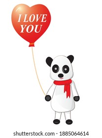 isolated white Teddy bear with red balloon on white background vector design