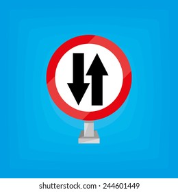 an isolated white traffic signal on a blue background