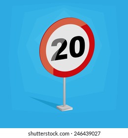 an isolated white traffic signal with a speed limit
