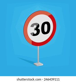 an isolated white traffic signal with a speed limit