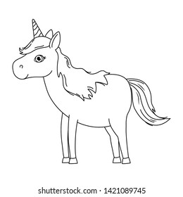 Isolated white unicorn cartoon design