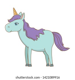 Isolated white unicorn cartoon design vector illustration