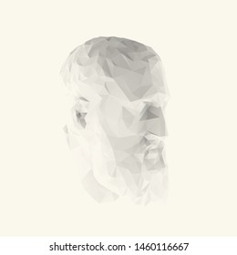 Isolated White Zeno, Founder of Stoicism on Light Background. Low Poly Vector 3D Rendering