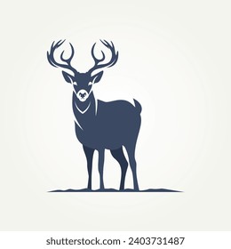 Logo-Vorlage für das einzelne Wild-Hirsch-Symbol, Vektorgrafik-Design
